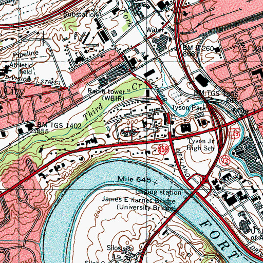 Topographic Map of Calvary Baptist Church, TN