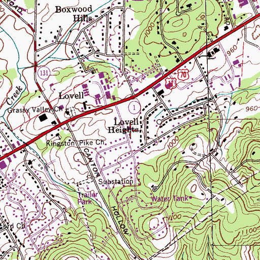 Topographic Map of Concord Post Office, TN