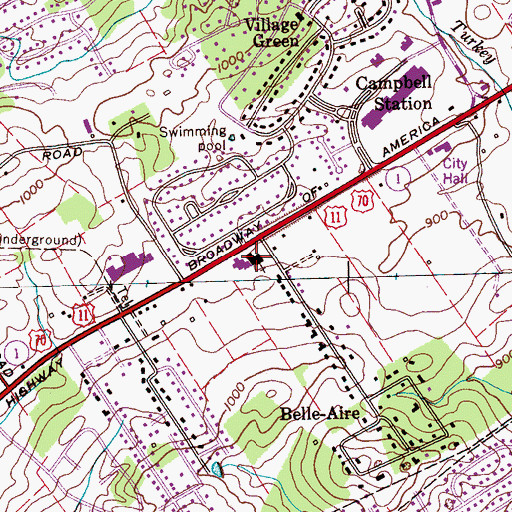 Topographic Map of Farragut Church, TN
