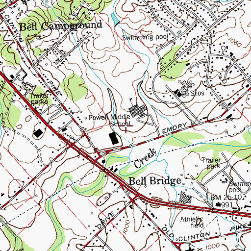 Topographic Map of Powell Post Office, TN