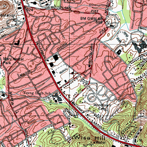 Topographic Map of South Knoxville Post Office, TN