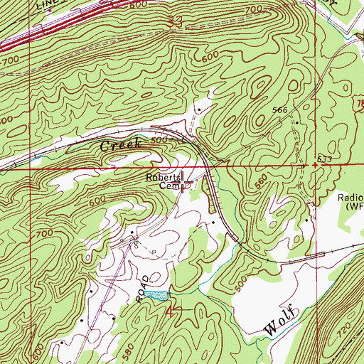 Topographic Map of Roberts Mill (historical), AL