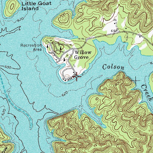 Topographic Map of Willow Grove Dock, TN