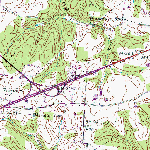 Topographic Map of Fairview Post Office, TN