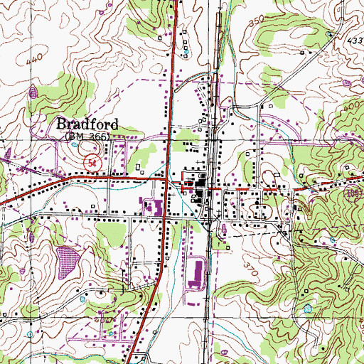 Topographic Map of Bradford Post Office, TN
