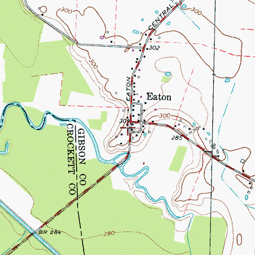 Topographic Map of Eaton Post Office, TN