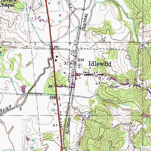Topographic Map of Idlewild Post Office, TN