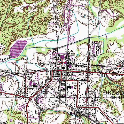 Topographic Map of Dresden Post Office, TN