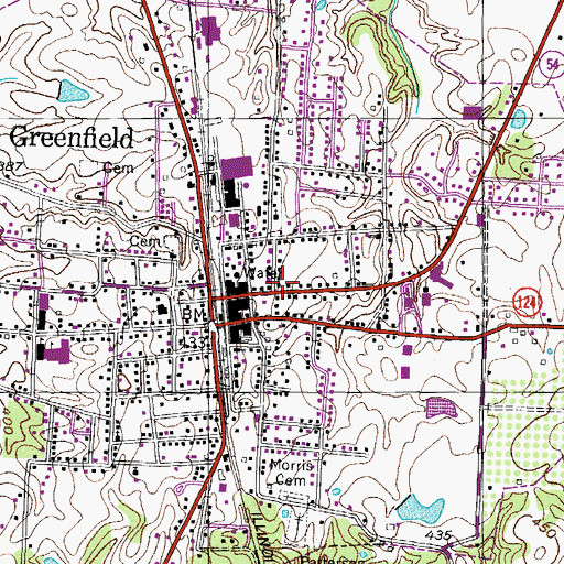 Topographic Map of Greenfield Post Office, TN
