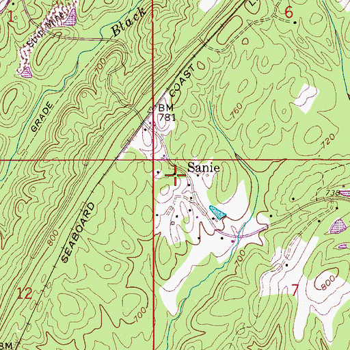 Topographic Map of Sanie Missionary Baptist Church, AL