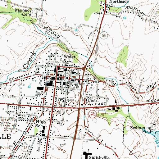 Topographic Map of Smithville Post Office, TN