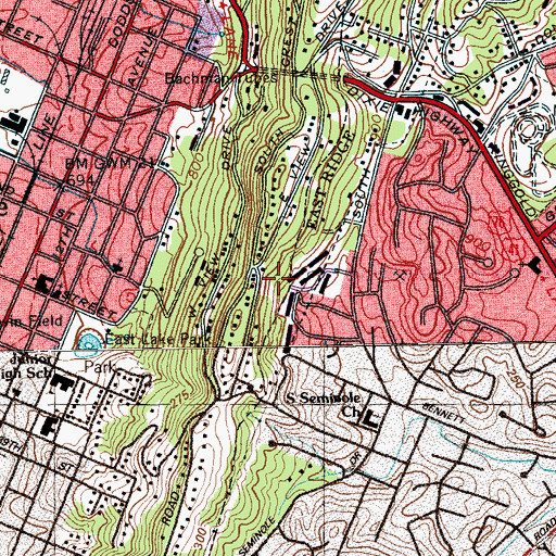 Topographic Map of Bennett Mine, TN