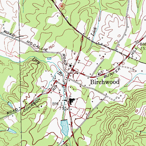 Topographic Map of Birchwood Post Office, TN