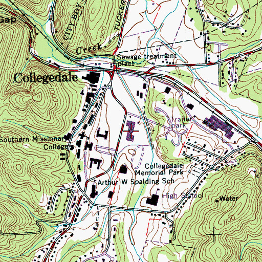 Topographic Map of Collegedale Post Office, TN