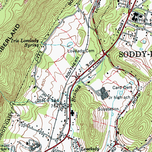 Topographic Map of Soddy Daisy Post Office, TN