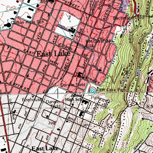 Topographic Map of East Lake Post Office, TN