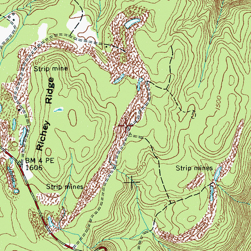Topographic Map of Hatfield and Luttrell Mine, TN