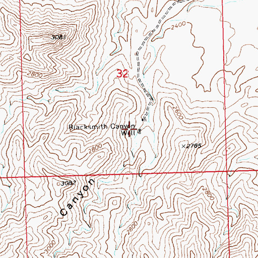 Topographic Map of Blacksmith Canyon Well, AZ