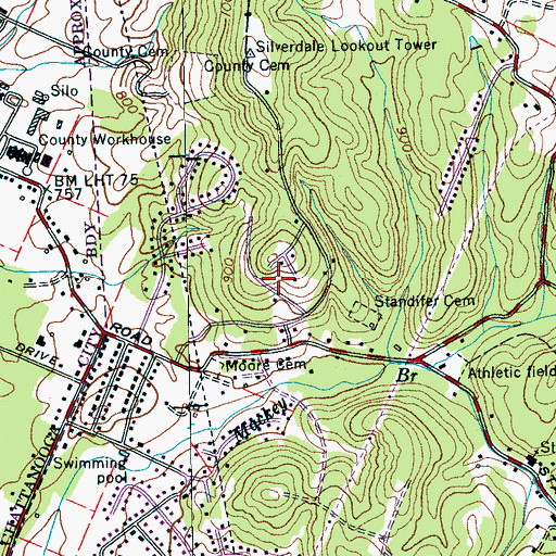 Topographic Map of Willie Moore Prospect, TN