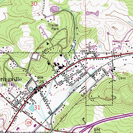 Topographic Map of Spring Lake College (historical), AL