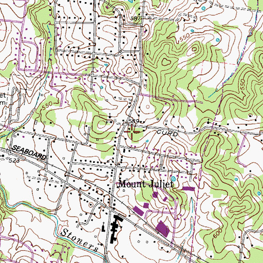 Topographic Map of Mount Juliet Post Office, TN