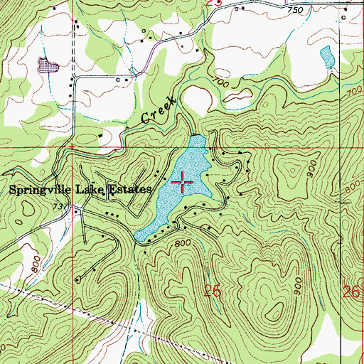 Topographic Map of Springville Lake, AL