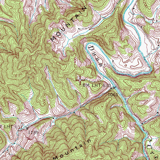 Topographic Map of East Fork Mine, TN