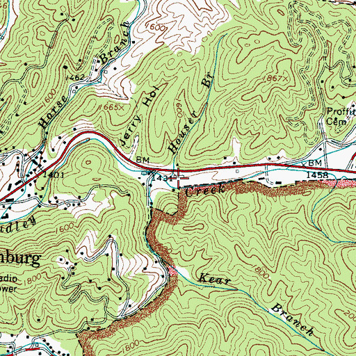 Topographic Map of Gatlinburg Post Office, TN