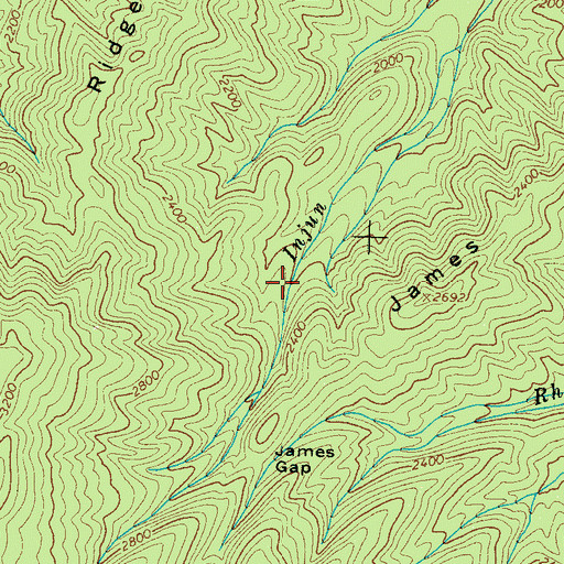Topographic Map of Injun Creek Campsite, TN