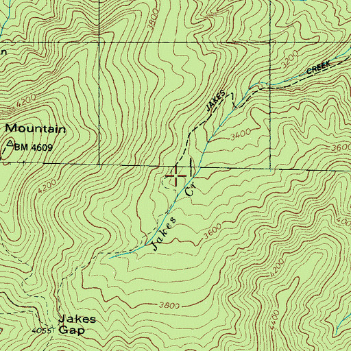 Topographic Map of Lower Jakes Gap Campsite, TN