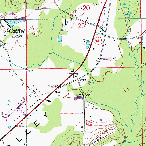 Topographic Map of The Church of the Valley, AL