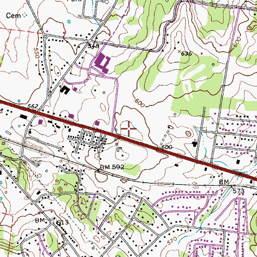 Topographic Map of La Vergne Post Office, TN