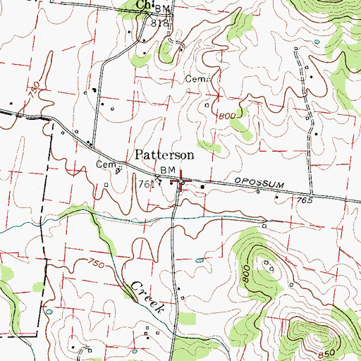 Topographic Map of Patterson School (historical), TN