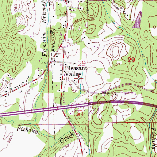 Topographic Map of Unity Church, AL