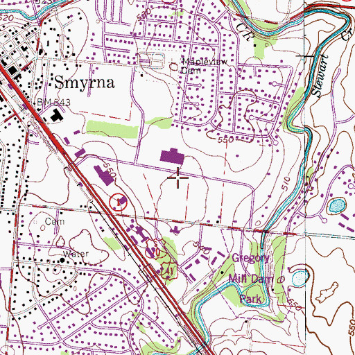 Topographic Map of Smyrna Post Office, TN