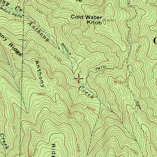 Topographic Map of Anthony Creek Campsite, TN