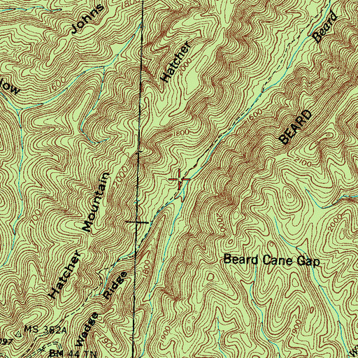 Topographic Map of Beard Cane Campsite, TN
