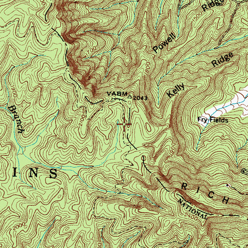 Topographic Map of Kelly Gap Campsite, TN