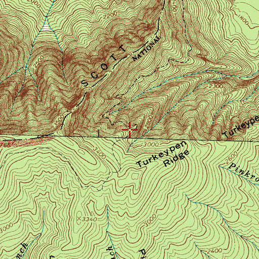 Topographic Map of Turkey Pen Ridge Campsite, TN