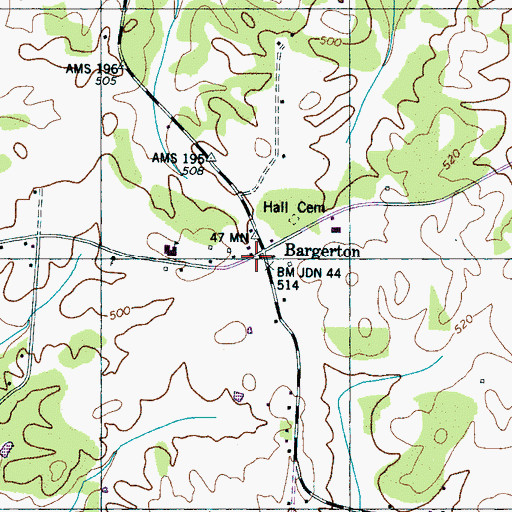 Topographic Map of Bargerton Post Office (historical), TN