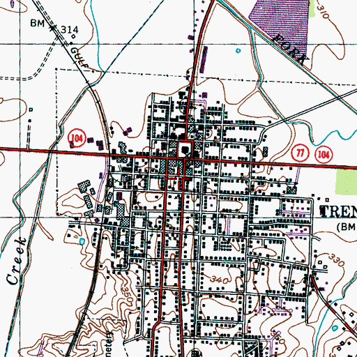 Topographic Map of Trenton Post Office, TN