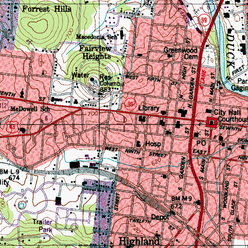Topographic Map of Columbia Post Office, TN