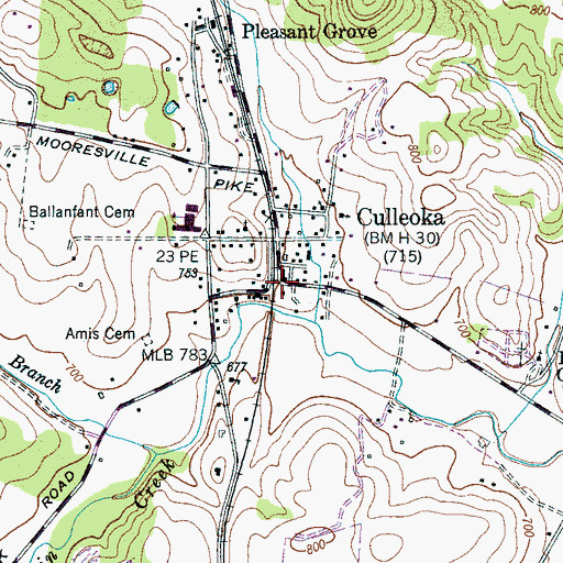 Topographic Map of Culleoka Post Office, TN