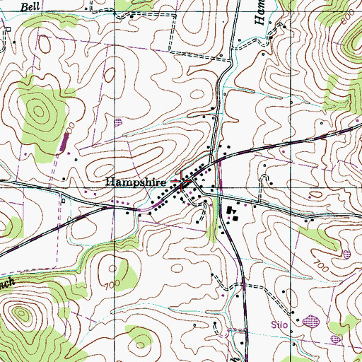 Topographic Map of Hampshire Post Office, TN