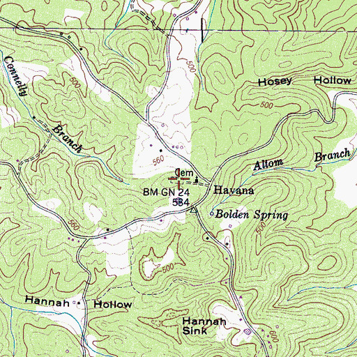 Topographic Map of Havanna Cemetery, TN