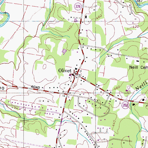 Topographic Map of Olivet Church, TN
