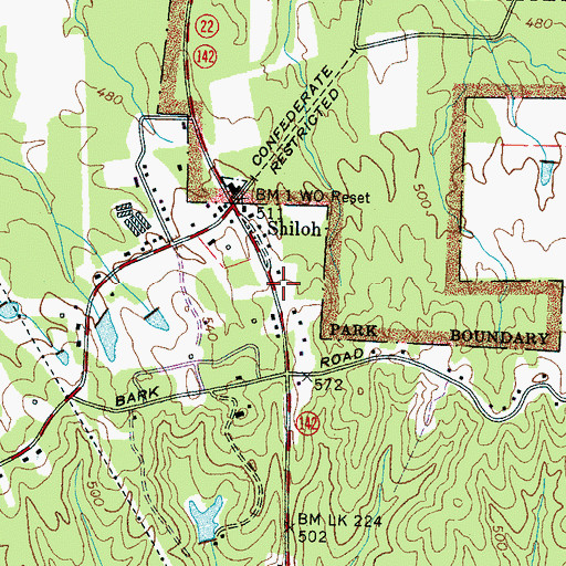 Topographic Map of Shiloh Post Office, TN