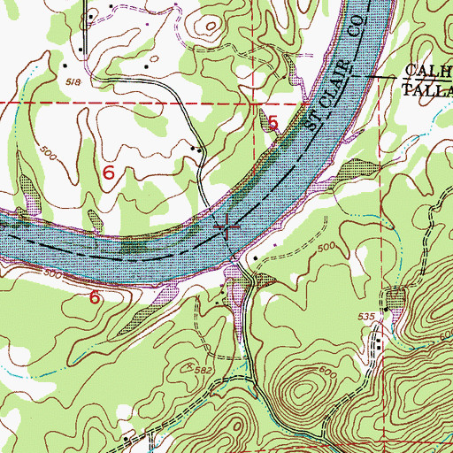 Topographic Map of Woods Ferry (historical), AL