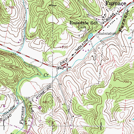 Topographic Map of Pond Spring, TN