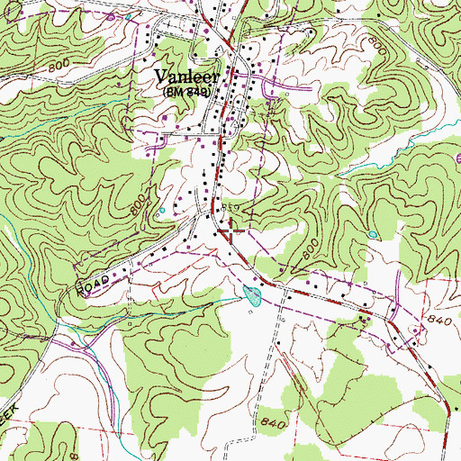 Topographic Map of Vanleer Post Office, TN